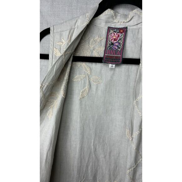 JOHNNY WAS ~ Embroidered Sleeveless Linen Vest ~ Gray ~ Size XS - Picture 3 of 8